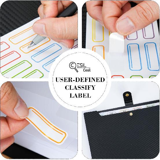 2PCS Expanding File Folder 7 Pocket Letter Size Accordion File Organizer with Labels Portable Document Paper Bill Receipt Organizer for School Office