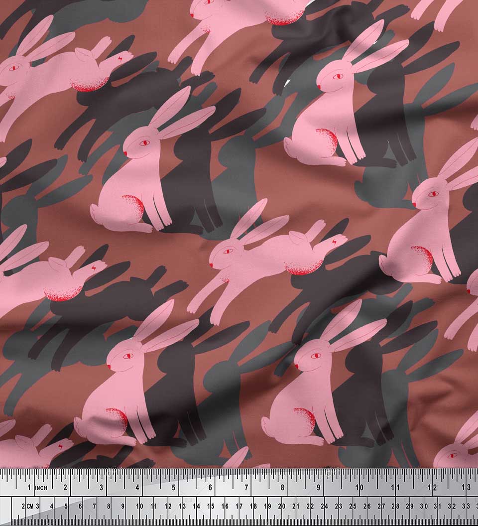 

Soimoi коричневая японская креп-сатиновая ткань с принтом кролика и животных, ткань по метрам, 42 дюйма 42 Inch Wide - Poly Crepe коричневый