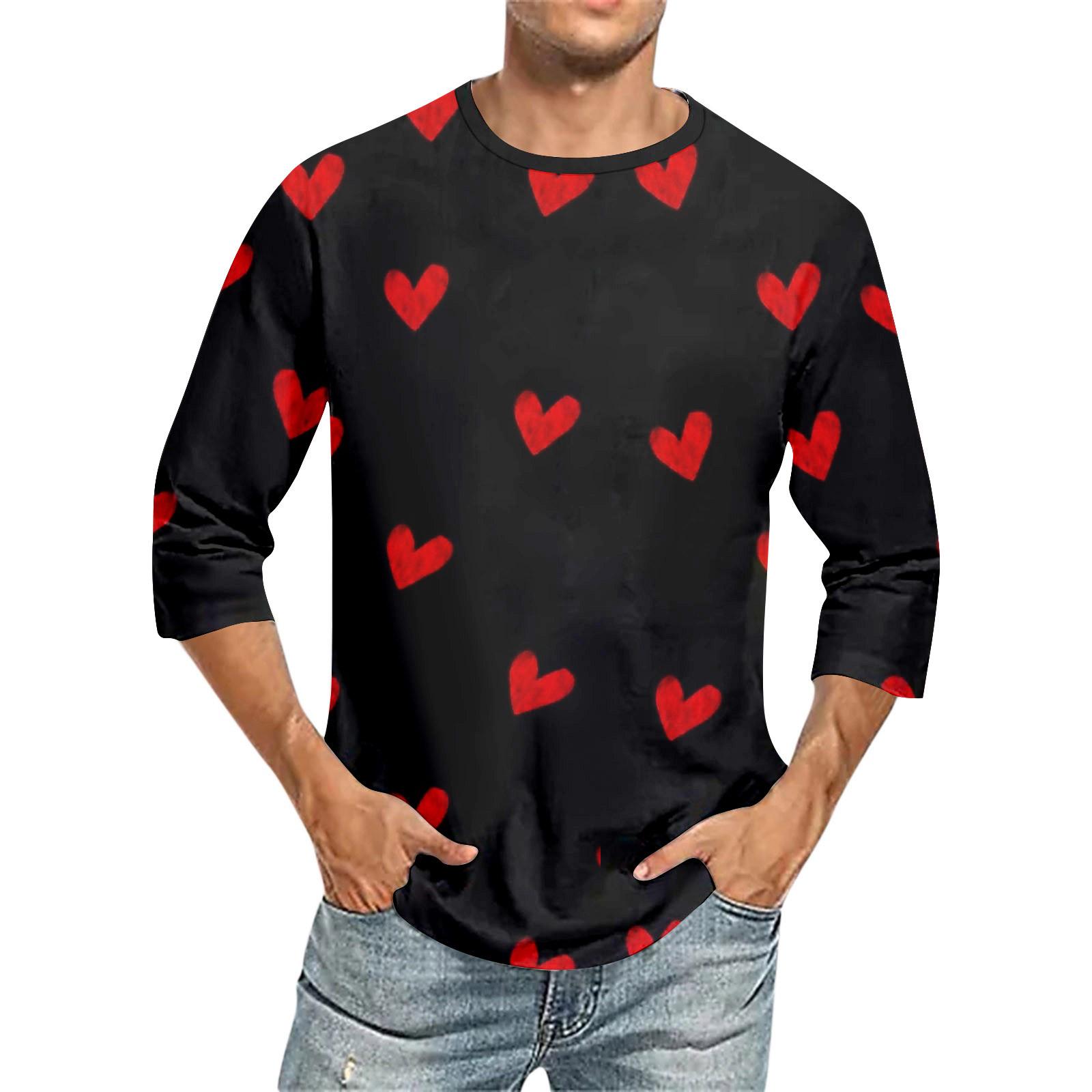 

Мужская футболка с круглым вырезом и рукавом семь четвертей, мужская повседневная свободная футболка с рукавом семь четвертей XXL винный