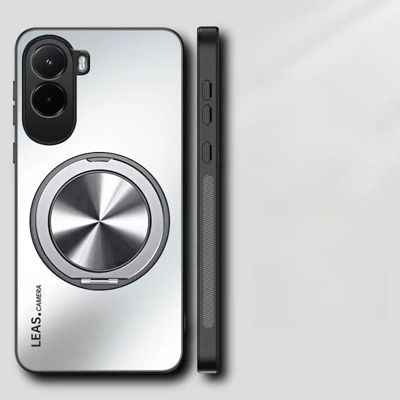 AG Matte Magnetic Case for POCO M7 4G 360° Rotating Ring Holder Wireless Charging Hard Cover for Xiaomi POCO M7 4G