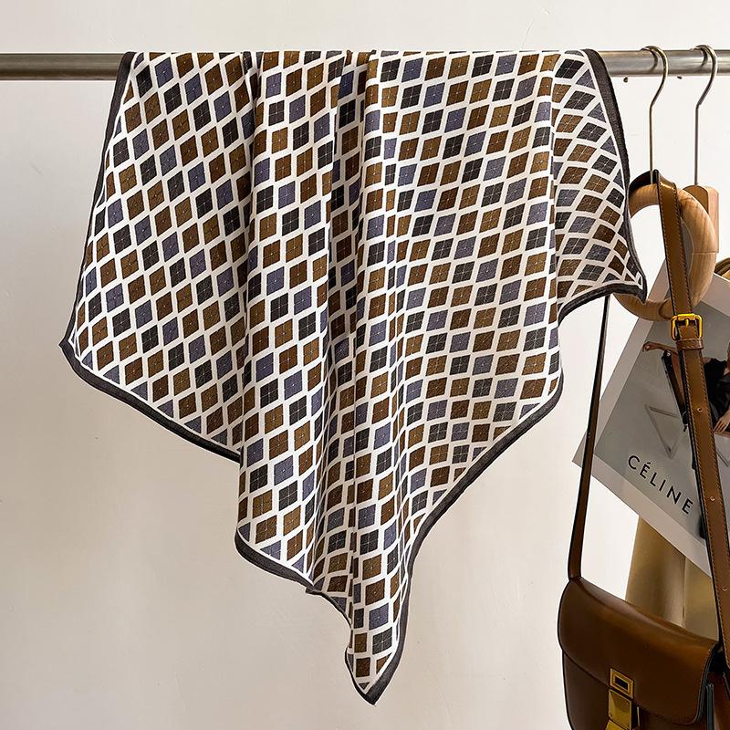Ren Bomuld Dame Tørklæde Firkantet Foulard Dame Hals Hår Tørklæder Design Printet Hovedtørklæde Mode Pige Tørklæder 2023 Ny