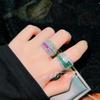Luxury Open Ring Women High Carbon Diamond Red Ruby Blue Spinel Wedding Band Unique Design Fashion Jewelry