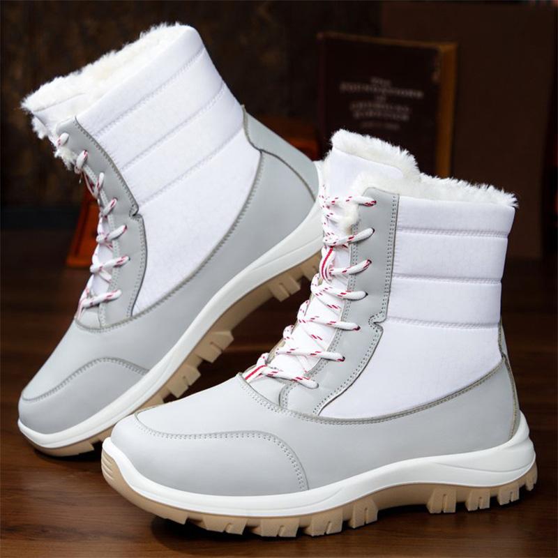 Fashion Patchwork Platform Snow Boots for Women Fashion Lace Up Plush Ankle Booties Woman Comfortable Keep Warm Snow Boots Mujer
