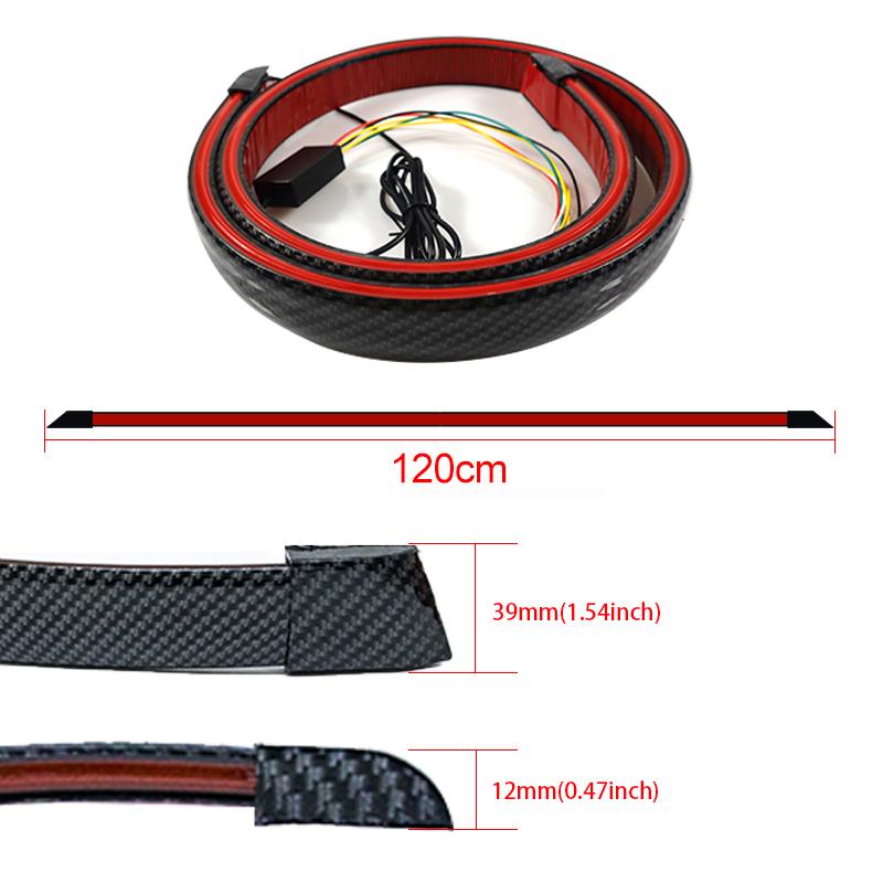 SEAMETAL LED Spoiler Light 130cm Carbon Fiber Spoiler Flow Lamp Turn Signal Brake Warning Light Auto Styling Rear Tail