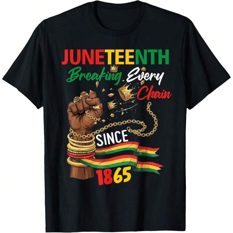 Juneteenth Shirts Women Men Breaking Every Chain Since 1865 T-Shirt S разноцветный