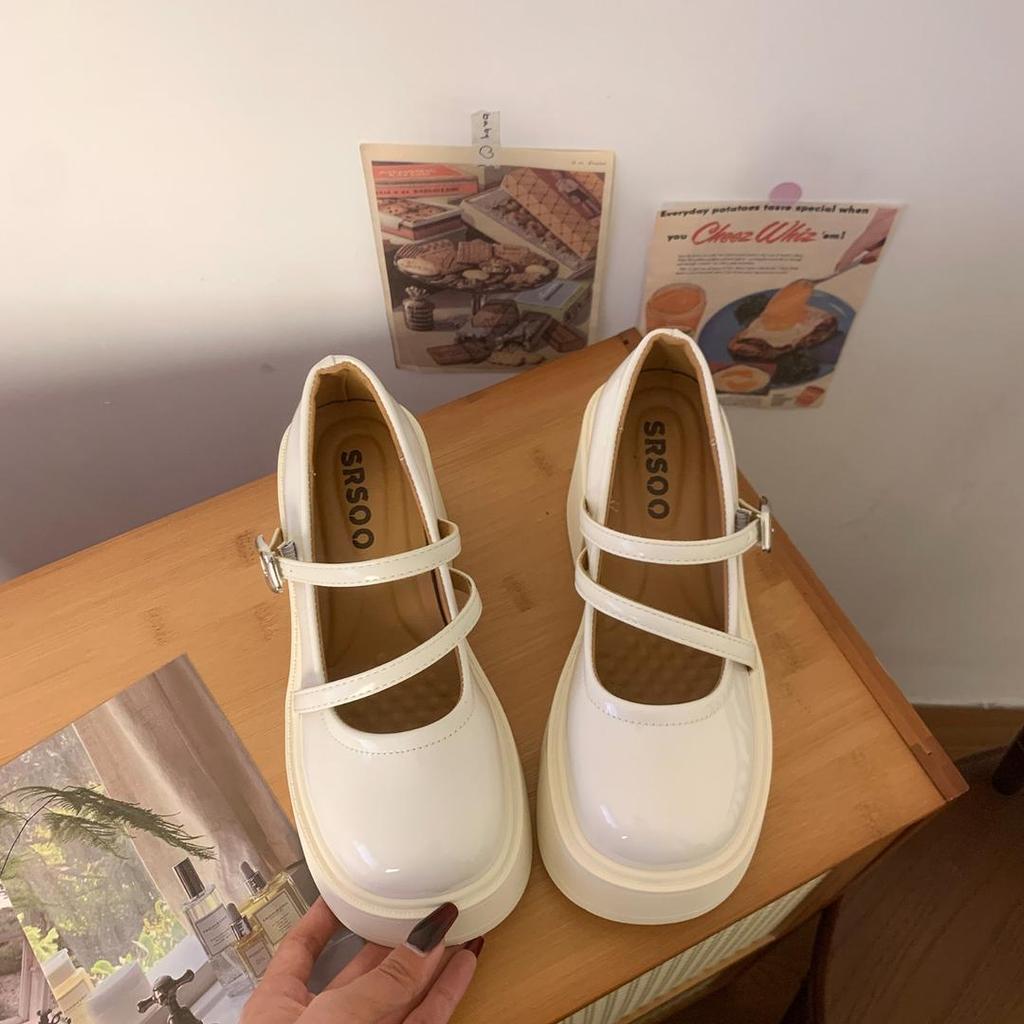 Small Leather Shoes Women's 2025 New Spring and Summer French Fashion Versatile with Skirts, Thick Soles Increase Height, Sweet and Cool Mary Jane S