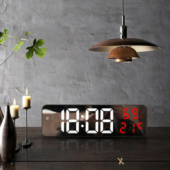 5503 Multi-Function Electronic Alarm Clock - Large Font, Rectangular Design, Wall-Mountable or Stand-Alone