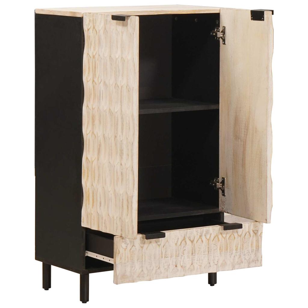 Highboard with Door White Washed Surface 60 x 33 x 100 cm