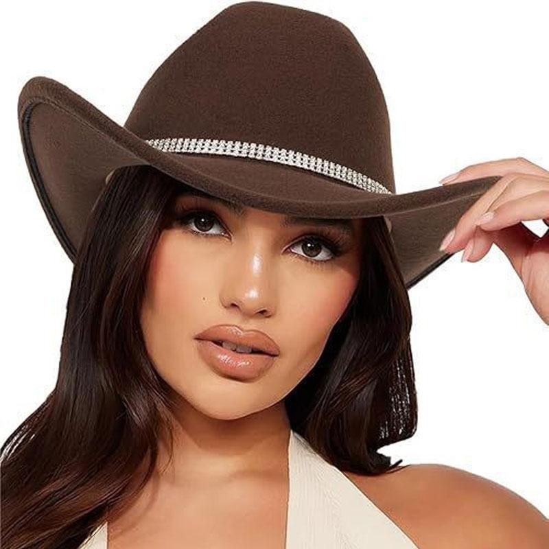 Classic Western Cowboy Hat with Sparkly Rhinestone Buckle Belt Fashion Paty Cowboy Hat Cowgirl Hat for Men Women