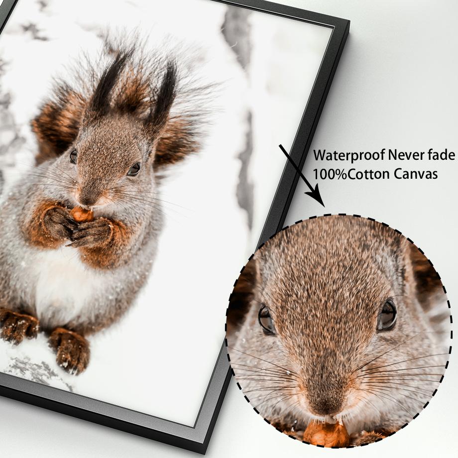 Winter Landscape Snow Pine Forest House Deer Fox Nordic Poster Wall Art Print Canvas Painting Wall Picture For Living Room Decor