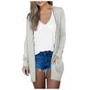 Fashion Women Casual Solid Color Long Sleeve Cardigan Jacket Mid Length Outerwear
