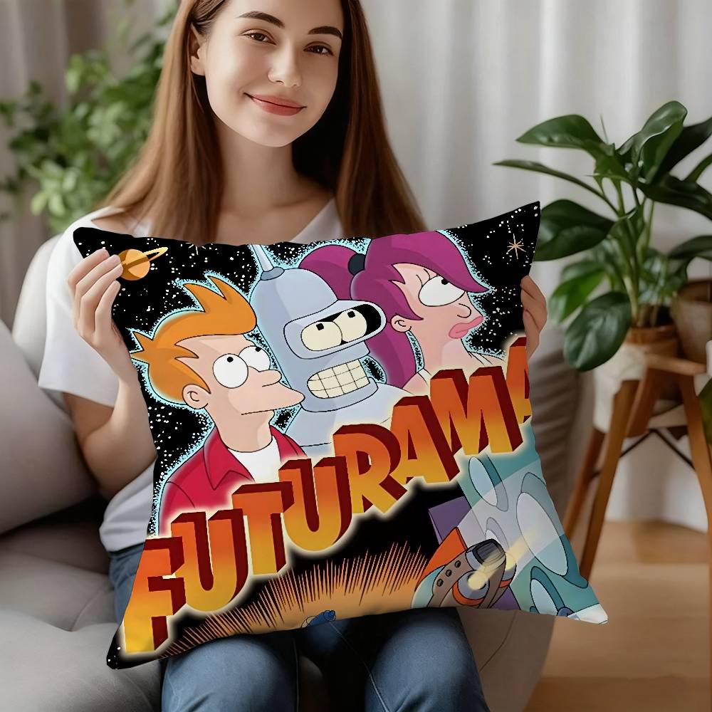 Anime F-Futurama B-Bender Pillow Case Sofa Decorative Home Double-sided Print Plush Square Throw Pillow Cushion Decor Cover