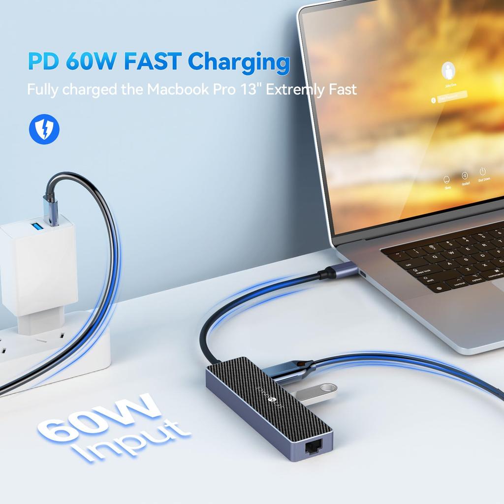 SETMSPACE Docking Station Type C Docking Station Type C Hub 5Gbps HDMI Docking PD 60w Docking Station Aluminum Alloy ABS Material Docking HDMI PD