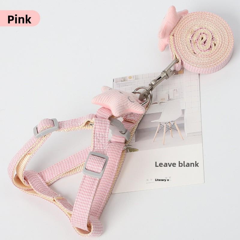 

Новый поводок для собаки с узором «Тысяча птиц», поводок для собаки в стиле «грудь-спина» с улыбающей морской звездой 1.5cm розовый