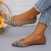 2024 Fashion New Woman Brown Stripe Shallow Pointed Toe Flats for Women's Walking Designer Casual Flat Shoes Zapatos De Mujer