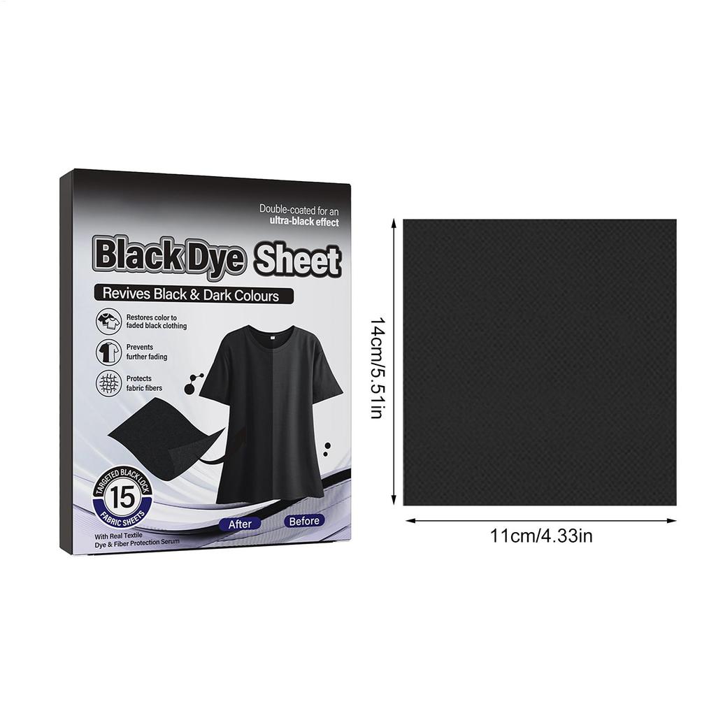 Schwarze Farbe für Kleidung, 15 Stück Schwarze Farbtücher für Kleidung, Farbauffrischer für Stoffe & Kleidungsfarbe für die Wäsche, Belebt verblichene Kleidung
