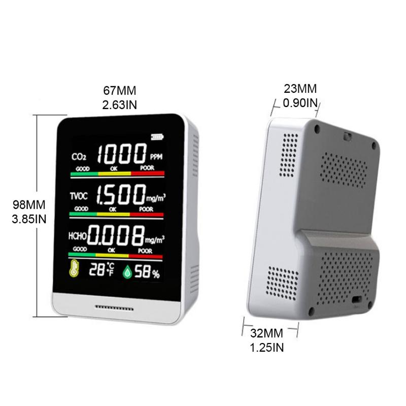 CO2 Formaldehyde Meter Temperature and Relative Humidity Carbon Dioxide Detector Air Quality Monitor NDIR Channel Sensor