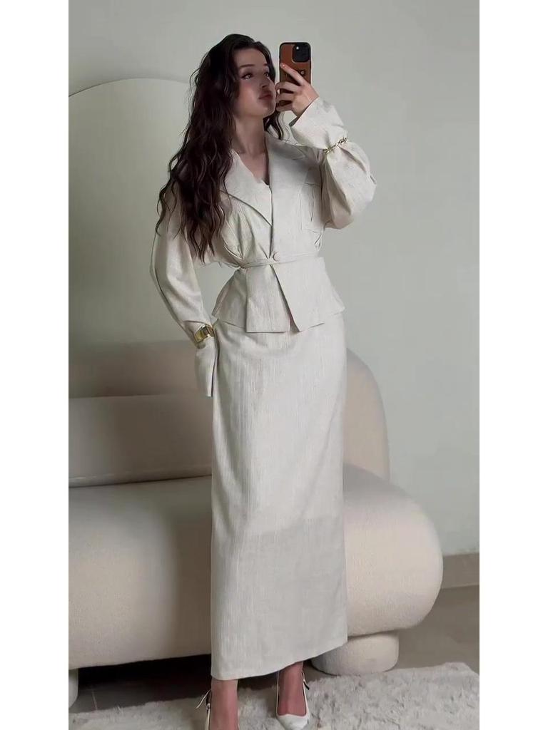 Elegant Long Sleeve Skirt Set: European & American Autumn Fashion 2025