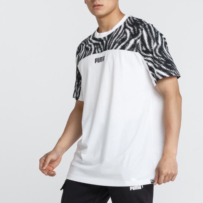 PUMA Pattern Breathable Colorblock Short Sleeve Black Men's 579508-02