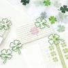 10Pcs Cute Green Four-leaf Clover Paperclips Lovely Girl Scrapbook Decor Binder Clip Office Document Bill Binding Supplies