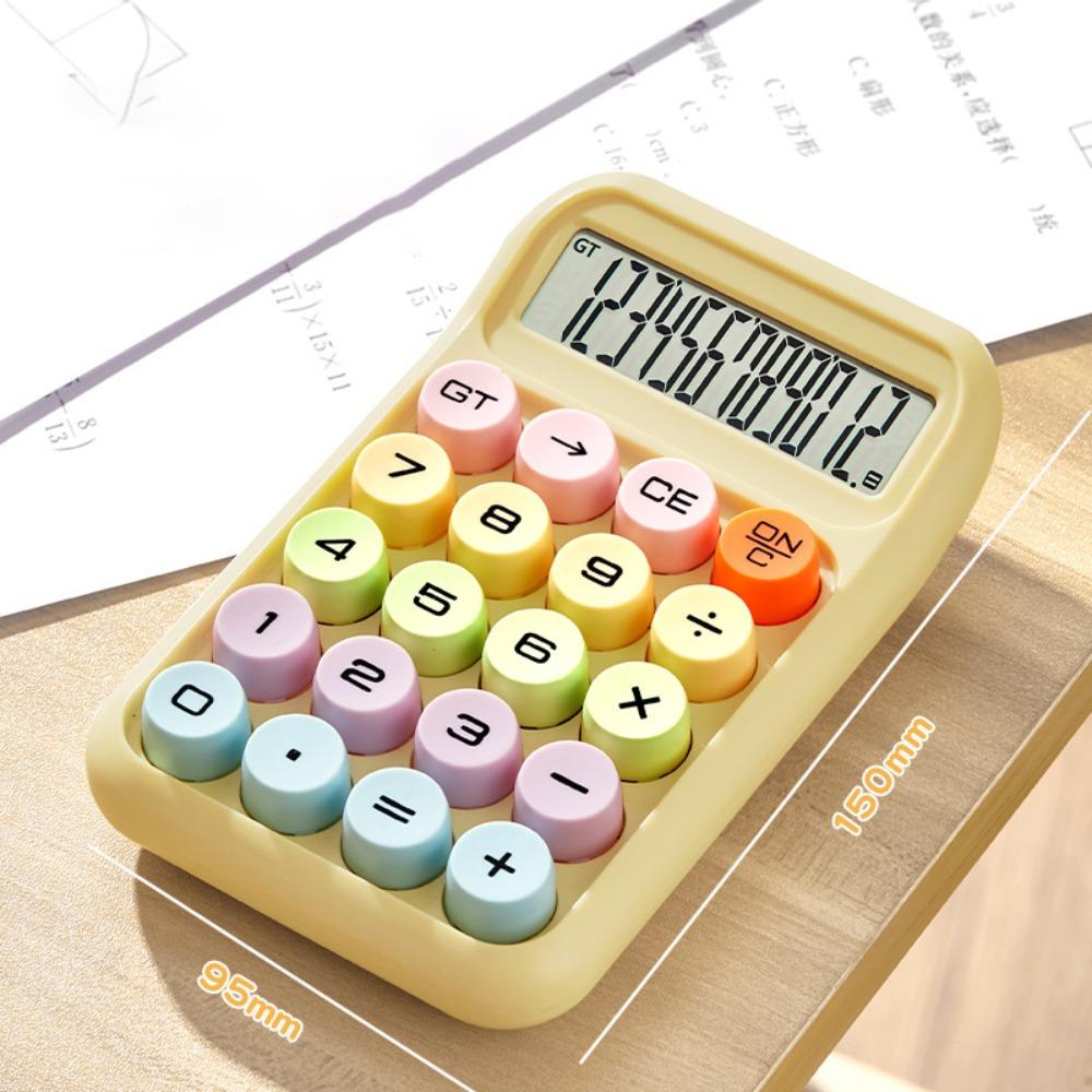 12-stelliger Süßigkeitenfarb-Taschenrechner Anti-Rutsch-Pad Mechanische Tastatur Arithmetik-Taschenrechner Langlebig Großer Bildschirm