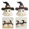White Halloween Ghost Figurine Cute Halloween Ornaments Hat Ghost Statue  Halloween Festive Party