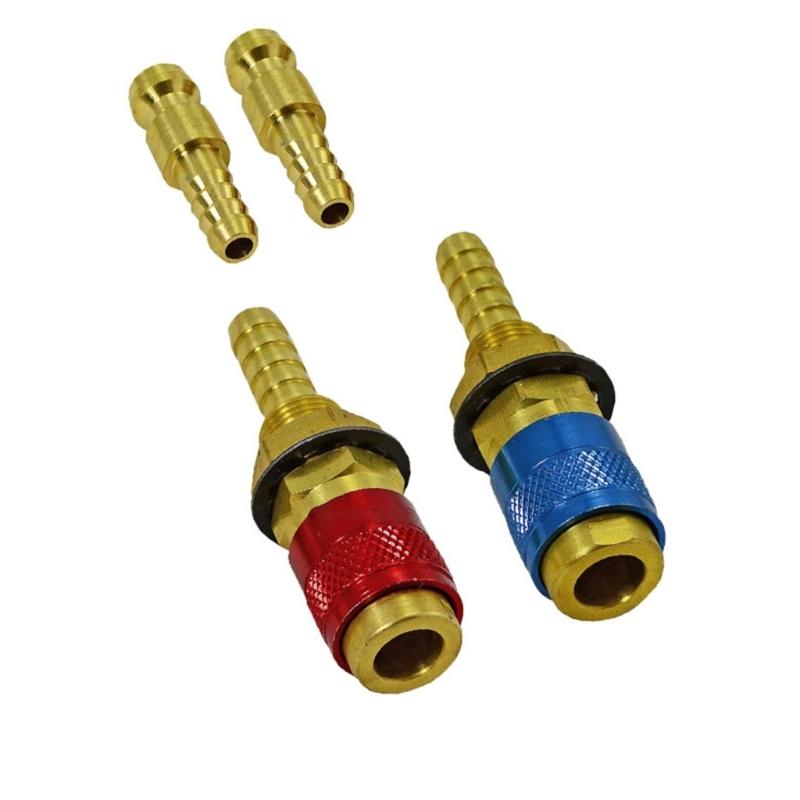 2Pcs Quickly Disconnects Brass Adapters M6/M 8/M10 Size For TIG Welding Machine Gas Water Flows Welding Torches Connectors