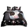 Abstract Cow Print Soft Duvet Cover Quen Sized Dimensions for Young Boys Young Girls Bedrom, Pink Cow Silhouete Beding Set,Animal Themed Warm