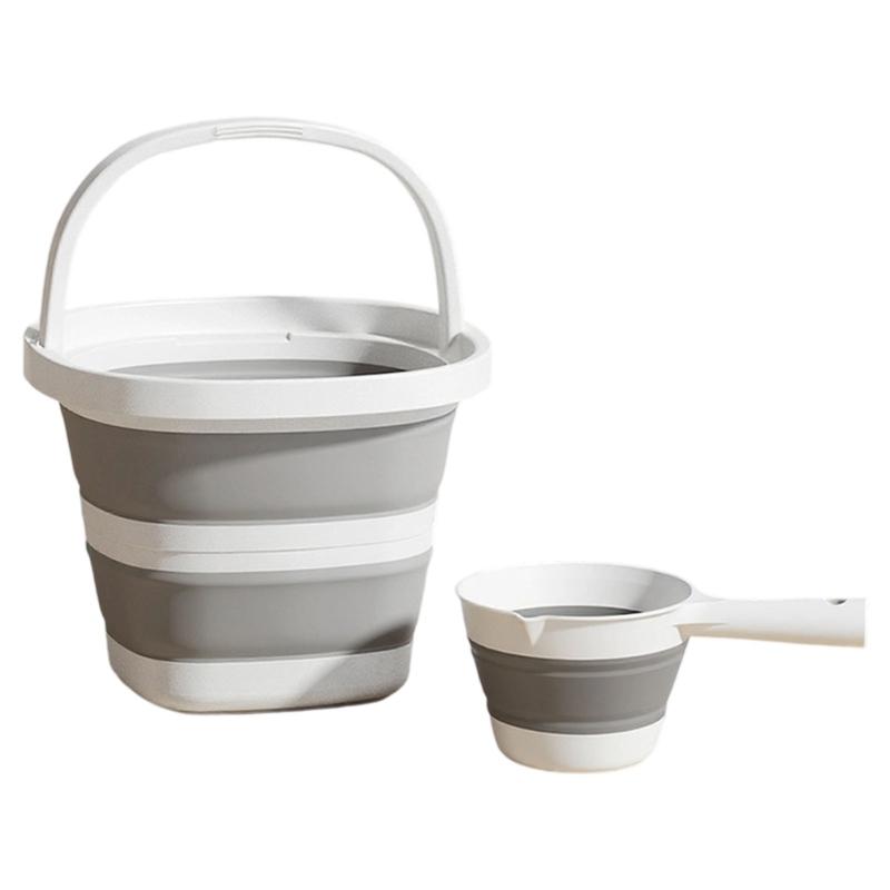Multipurpose Foldable Water Bucket And Scoops Ladle High Strength PP Construction Easy To Store Outdoor Indoor Use