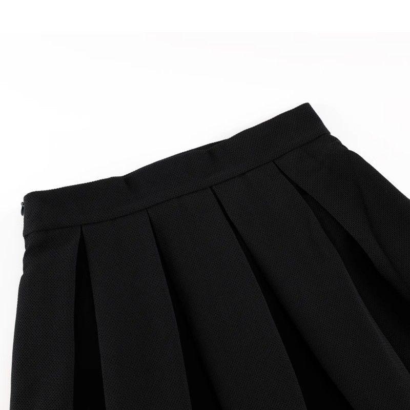 High-Waisted Midi Skirt - Spring & Autumn 2025 Versatile Hepburn Style A-Line Black Dress