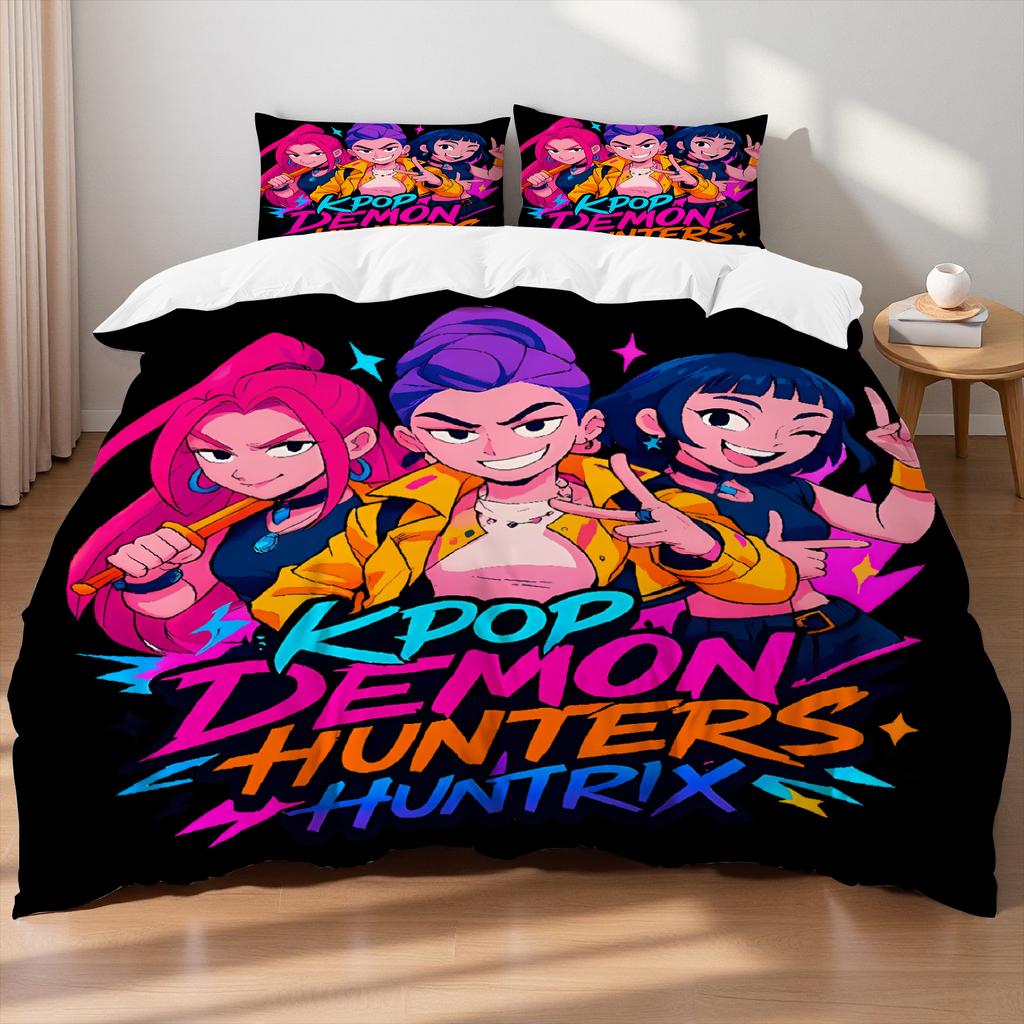 KPOP Lovci démonů Ložní souprava Queen King Size EU Jednolůžko Přikrývka Povlak na přikrývku Sady s povlaky na polštáře Pro dívky K narozeninám
