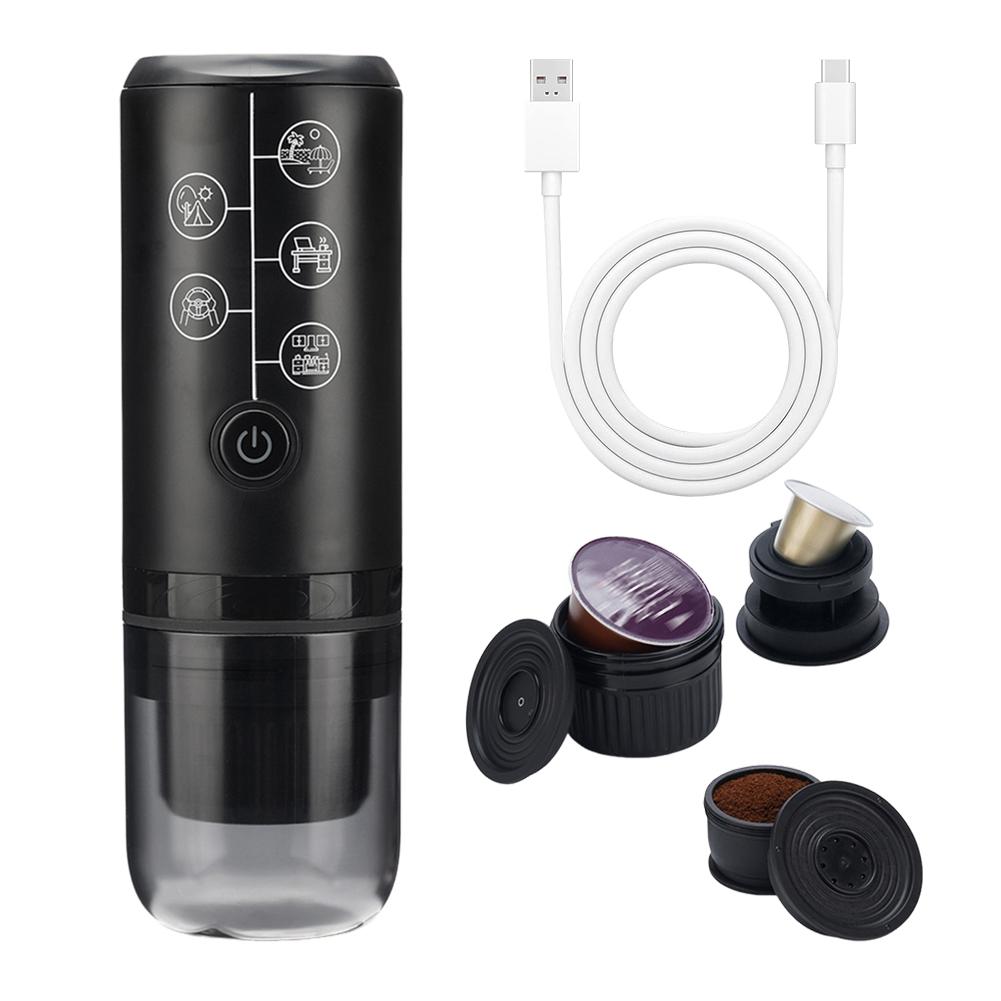 

2-in-1 Portable Coffee Maker Multifunctional Coffee Brewing Machine Wireless Coffee Maker for Travel Caravan Hiking чёрный