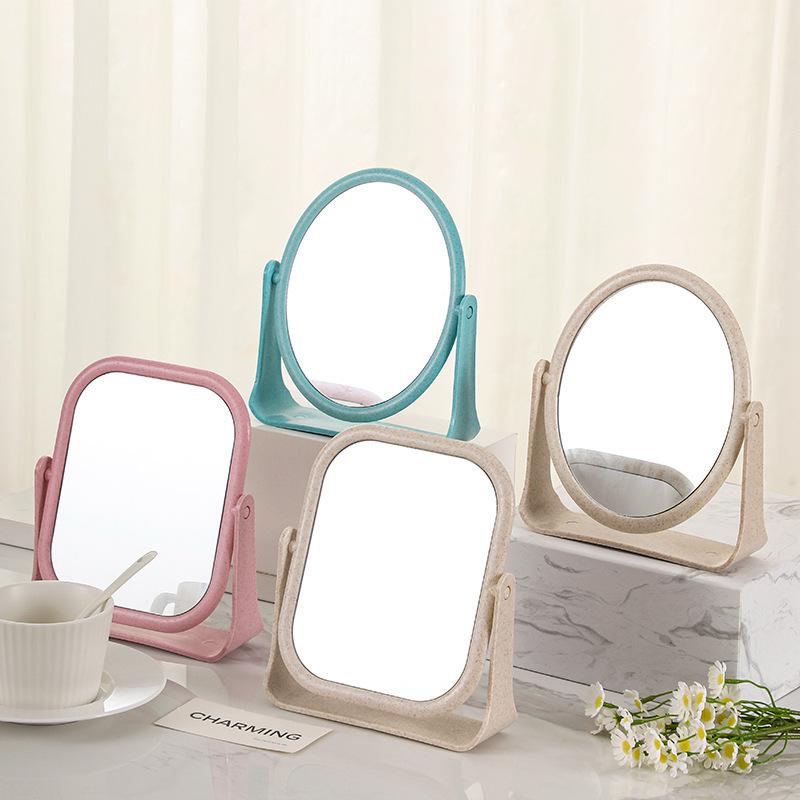 Rotatable Square Double-Sided Desktop Makeup Mirror for Dormitory