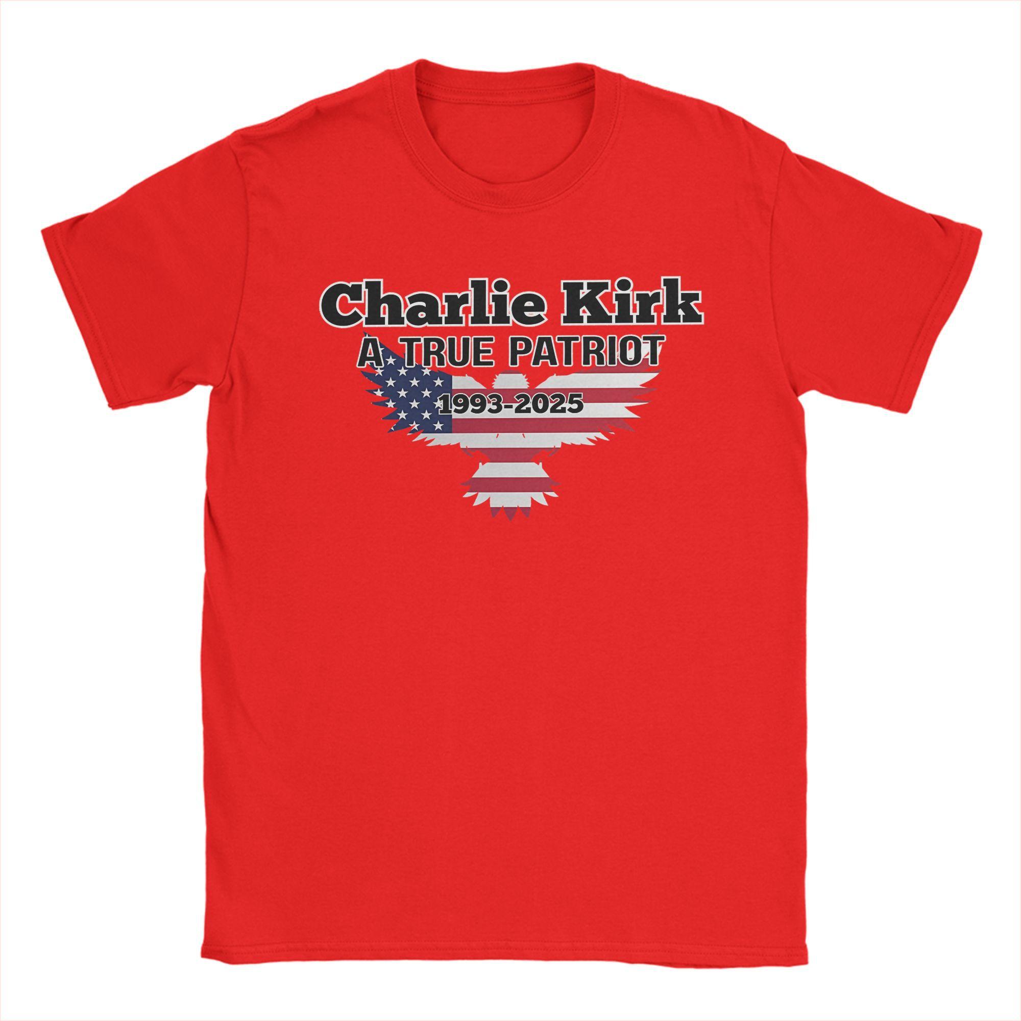 

Charlie Kirk a true patriot Mens T Shirts Funny Tee Shirt Short Sleeve Crewneck TShirts Pure Cotton Gift Clothing S