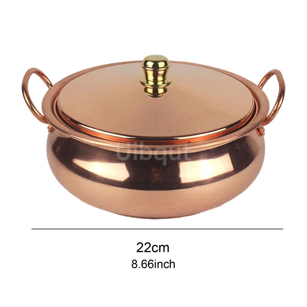 18cm/20cm/22cm/24cm Pure Koperen Pot Huishoudelijk Handgemaakt Binauraal Kookpot Compatibel Inductie Gasfornuizen Kookgerei met Deksel