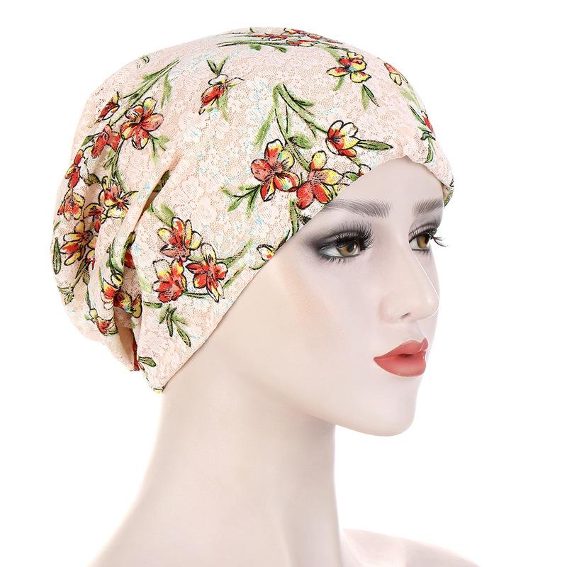 Pălărie cu turban pentru femei cu imprimeu multicolor Turban musulman pentru femei, înfășurată sub șapcă chimică de turban