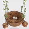 Hanging Bird House Cage Coconut Bird Nest Parrots Hanging Bed Breeding Nesting Bird Swing Toy With Chewing Toy Bird Supplies