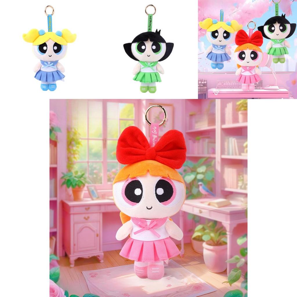 Powerpuff Girls Bubbles Stuffed Toy Pendant With Plush Material For Kids And Gifts