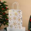 Christmas White Kraft Gift Bag with Gold Silver Snowflake, Bell, Christmas Tree, Reindeer Pattern Holiday Party Gift