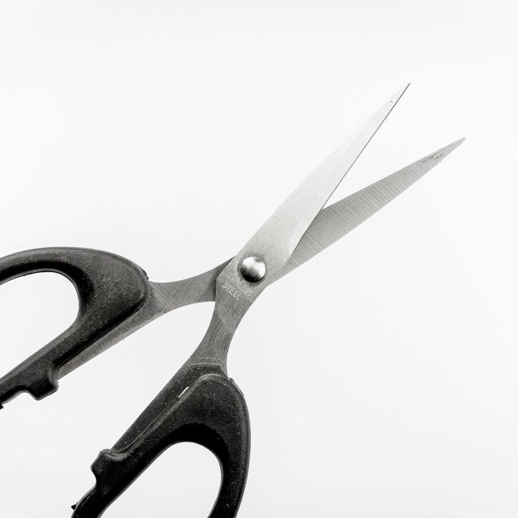 "Stainless Steel Black Scissors - Ideal for Students, Household, and Office Use"