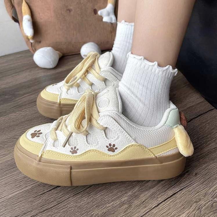 Bread Women's Platform Tongue Niche Design High Value Student Versatile Board Cute Pudding Dog Shoes