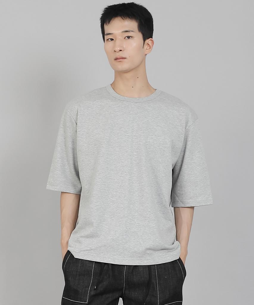 Seinteukeulu Plain R-Neck Half-Sleeve T-Shirt Rhr-896 Gray