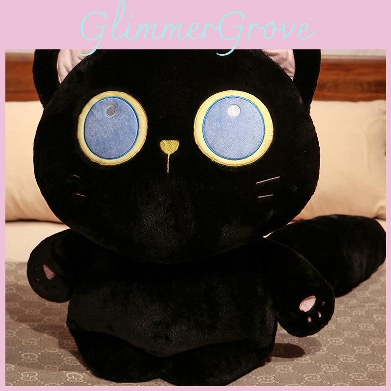 Black Cat Plush Toy Stuffed Animal With Pp Cotton Filling For Kids Bedroom Decor