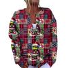 Women's Fashion Christmas Printed Long Sleeve Knitted Cardigan Button Down Jacket