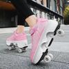 Roller Roller Shoes 4-wheel Deformation Shoes Roller Skates Men's and Women's Adult Runaway Shoes Skating Shoes Shoes with Wheels