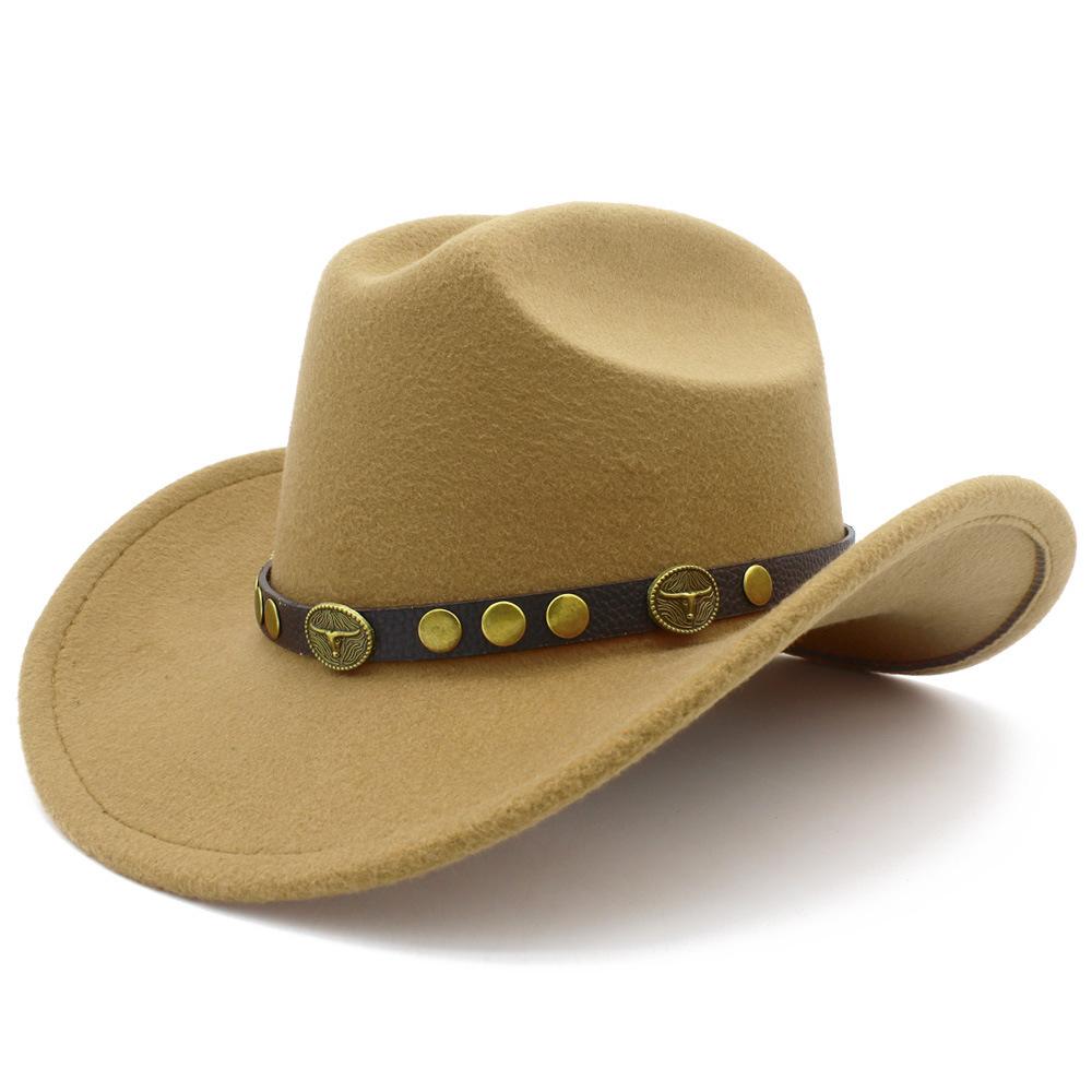 Europe, America, thin fashion explosion, western cowboy hat, personalized bull head accessories, one-word knight hat, simple top hat