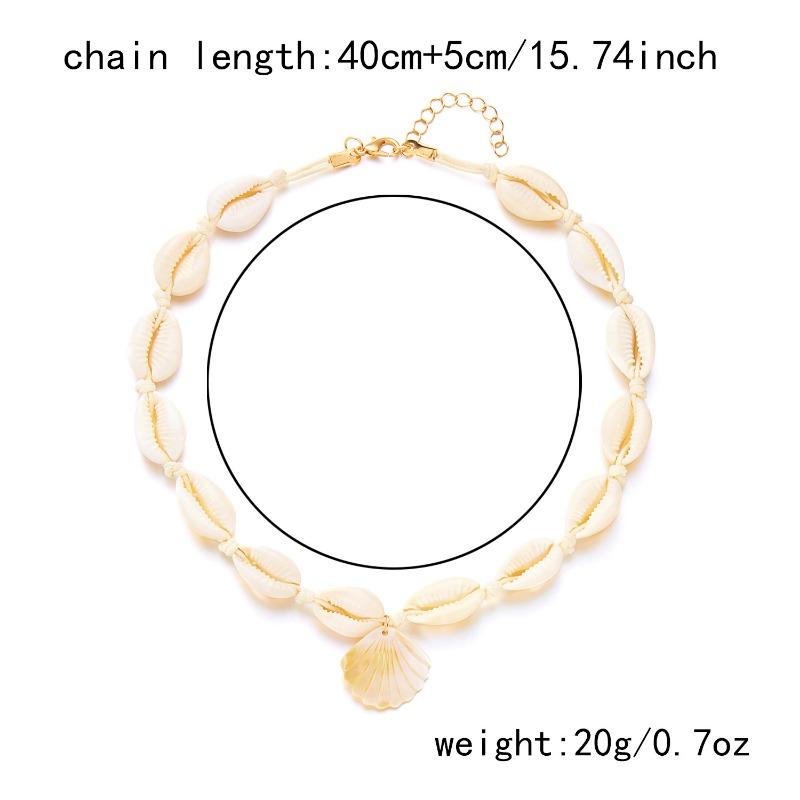 1PC Summer Hot Sale Jewelry Simple Scallop Pendant Necklace Women's Versatile Hand-woven Collarbone Chain Women