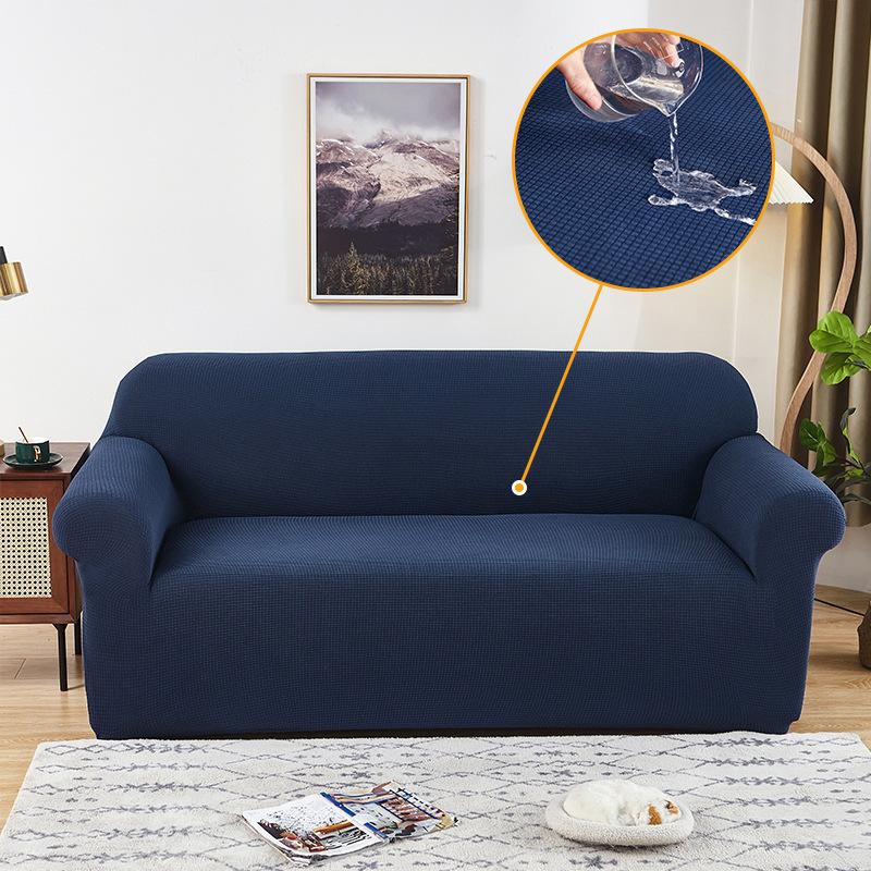 Elastic Solid Color Waffle Waterproof Sofa Cover Living Room Princess Sofa Cushion Cover Sofa Towel Home Protective Cover