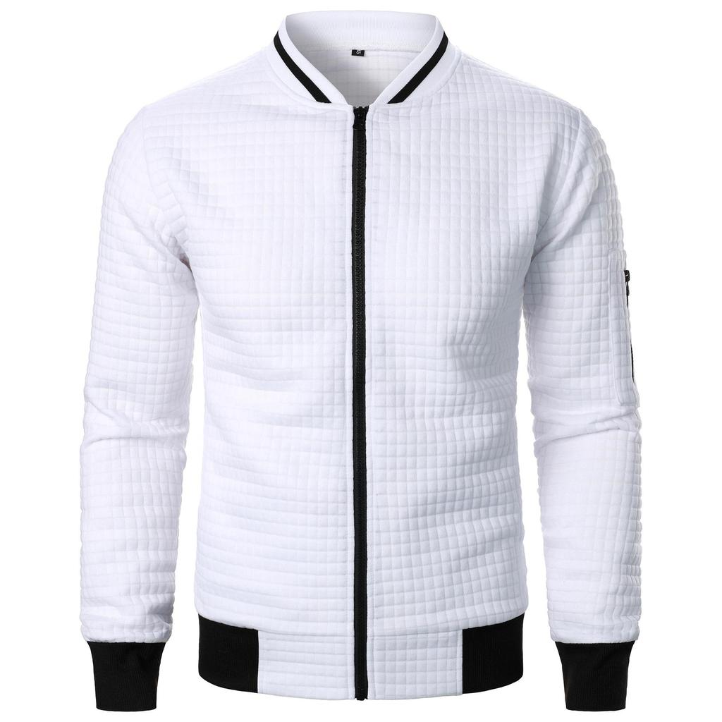 Felpa con zip e colletto alto da uomo Giacca Felpa Cardigan casual a quadri da uomo