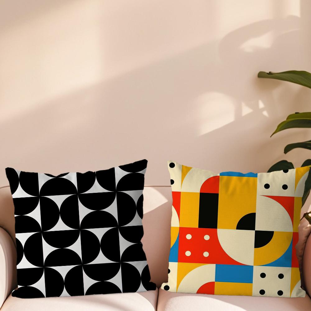Geometric Bauhaus art Pillow Case Living Room Accent Couch Back Support Square Lounge Restful Nap Companion ?